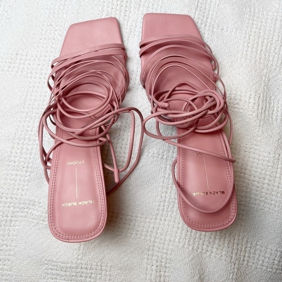 BLACK SUEDE STUDIO Franca Calfskin Strappy Ankle-Tie Sandals - Picture 4 of 8